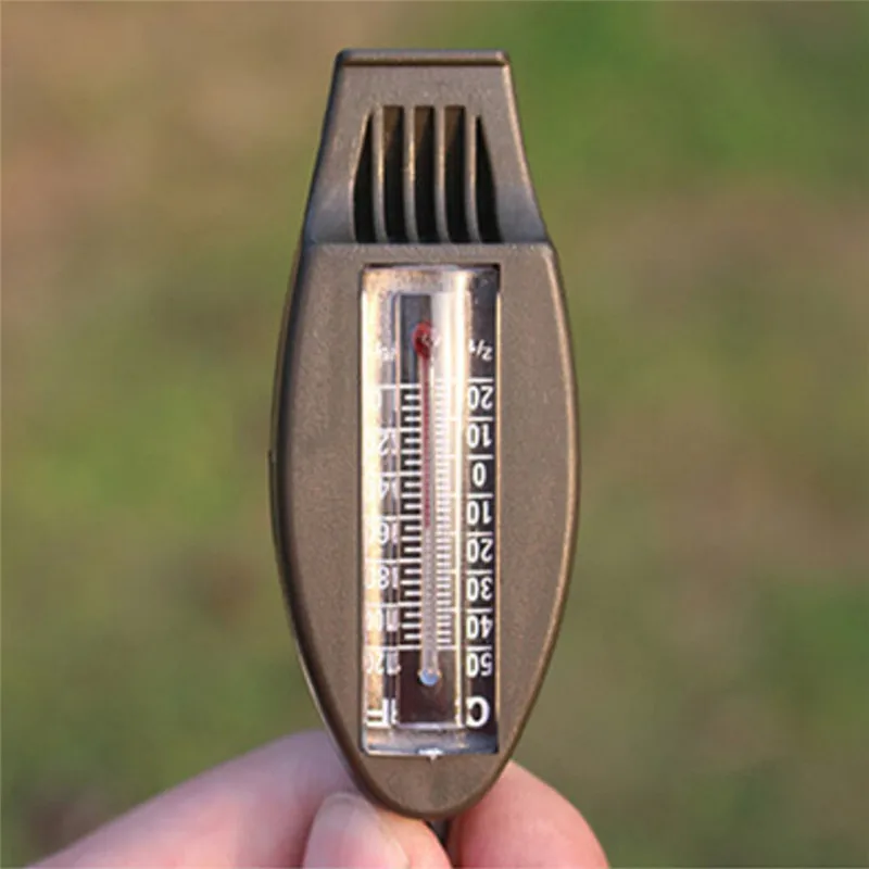 

Mini Outdoor 4 In1 Survival Whistle Compass Magnifying Thermometer Keychain