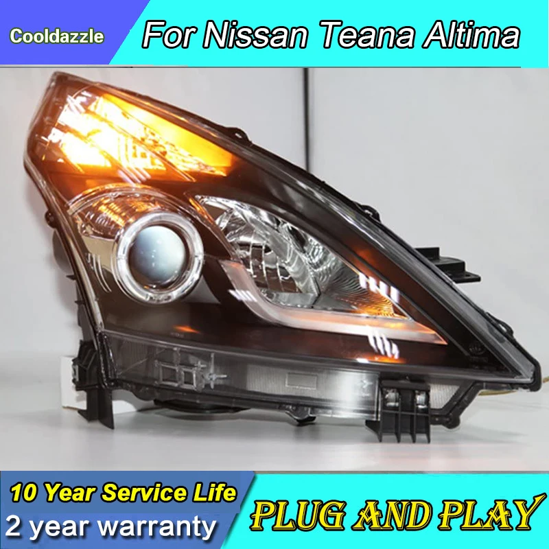 LED Strip Angel Eyes Headlight With Bi Xenon Projector Lens 2008 To 2012 Year LD For Nissan Teana Altima | Автомобили и мотоциклы