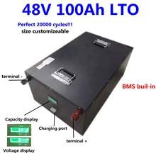 2 шт 48V 100AH LTO перезаряжаемый 48V 100Ah 80Ah литиевый титановый Аккумулятор для 7000W RV EV автокараванов солнечной системы