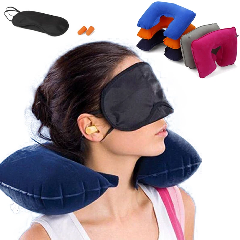

1 Pc Inflatable Pillow Air Cushion Neck Rest U-Shaped Compact Plane Flight Travel Pillows Home Textile Drop Shipping