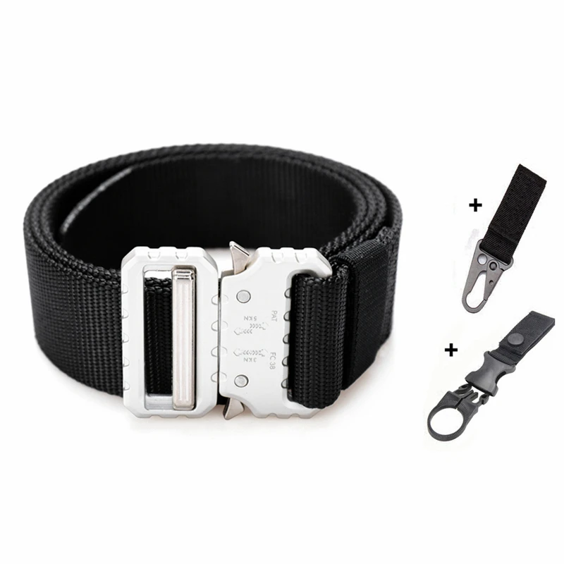 B belt and 2 hook Нейлоновый тактический ремень Военная металлическая Автоматическая Пряжка Регулируемая длина Быстросохнущий роскошный армейский ремень аксессуары - Цвет: B belt and 2 hook