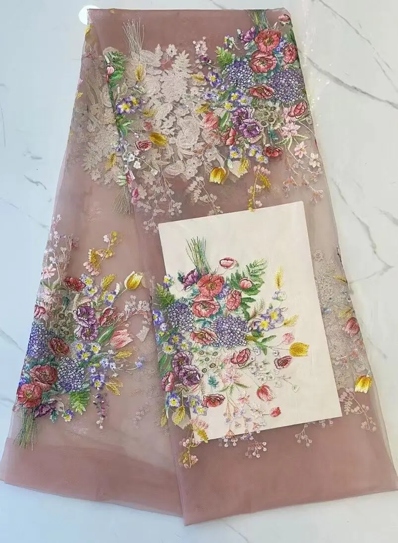 

Latest French African Flowers Lace Fabric Nigeria ZH-5886810 Lace Fabric With For Wedding Dress P