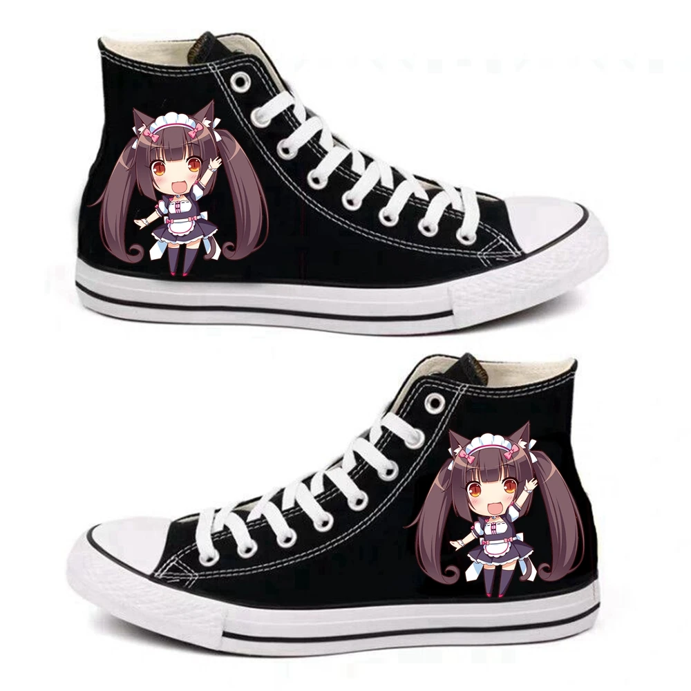 Черные туфли с рисунком из мультфильма Nekopara Chocolat Vanilla; 14 стилей; модная повседневная парусиновая обувь для костюмированной вечеринки