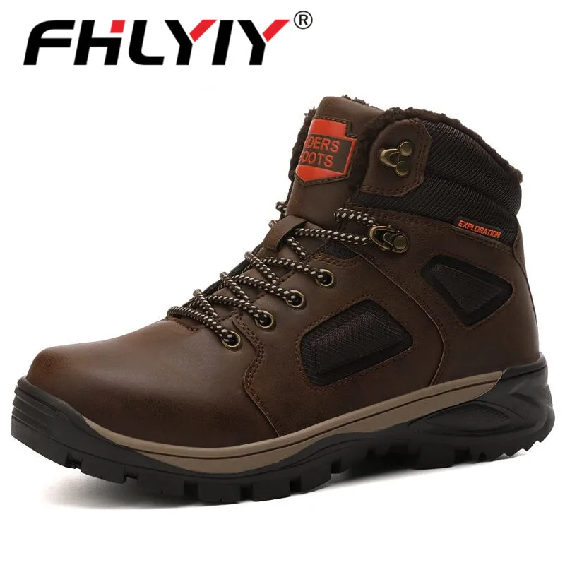 

Fhlyiy Brand Men Winter Snow Boots Warm Men's Boots High Quality Waterproof Leather Sneakers Outdoor Male Hiking Boots Size 47