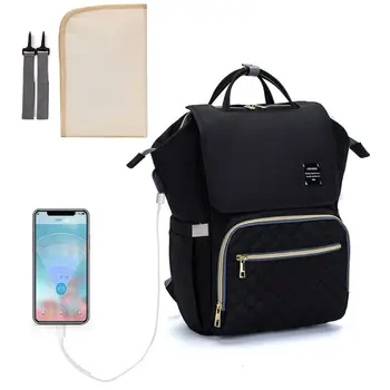 

Premium Mummy Large Capacity Nappy Diaper Bag Maternity Baby Care USB Port Nursing Backpack with Changing Mat Stroller Straps