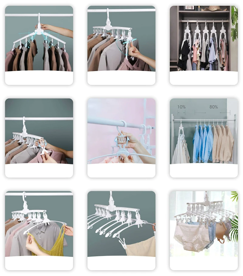 Rotate Anti-Skid Folding Hanger Plastic Drying Rack Magic Clothes Hangers Space Saver Organizer Multi Functional Clothes Hangers