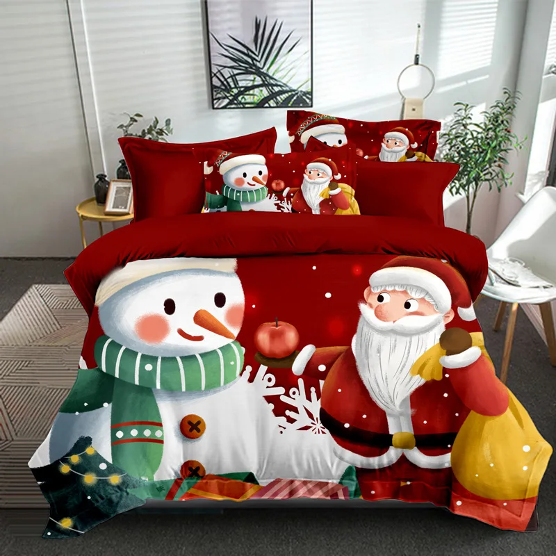 

Christmas 3D-Print Comforter-Bedding-Set Snowman Queen-Twin-Single Duvet-Cover-Set Pillowcase Home-Textile Luxury Kids Gift Cute