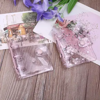 

Transparent PVC Star 3 Holes Loose Leaf Binder Notebook Cover Mini Notepad Sheet Shell File Folder Cover Pocket Diary Stationery