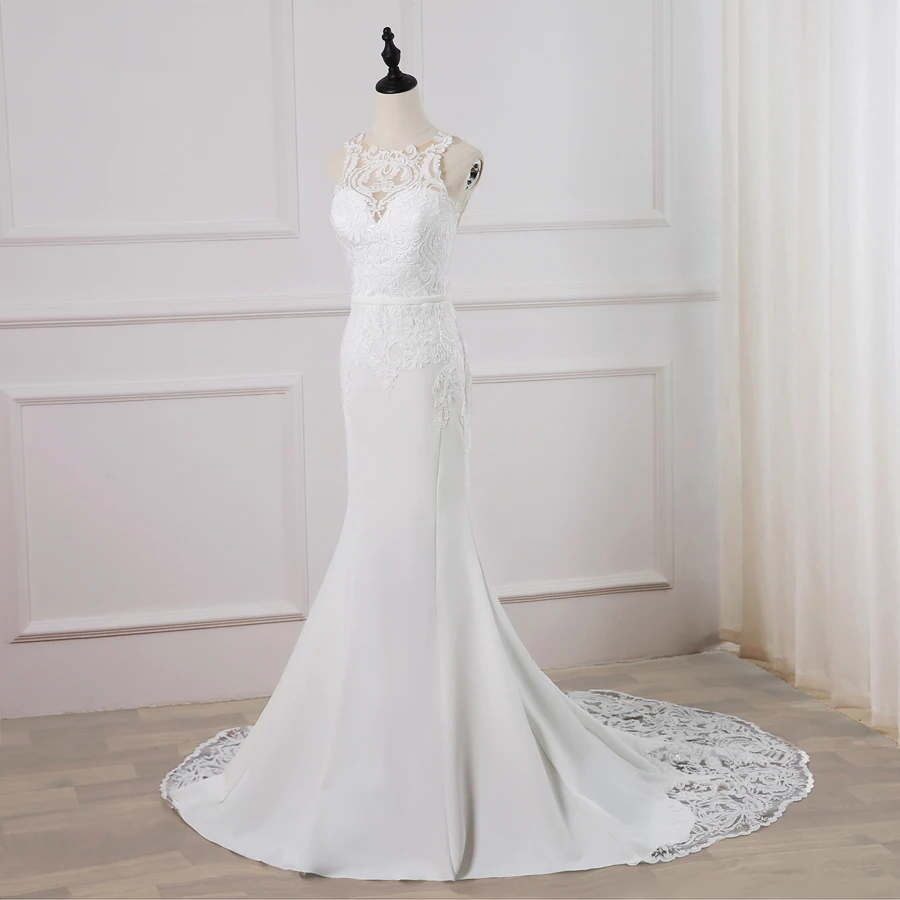 Jiayigong Sexy Wedding Dress Vestido De Novia Customized Sleeveless Applique Sweep Train Mermaid Wedding Gowns Robe De Mariage 3