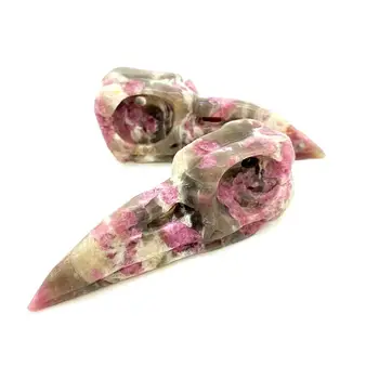 

High quality natural crystal skull hand carved quartz rock red tourmaline raven skull