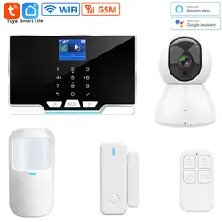 Système d'alarme de sécurité domestique intelligent, Tuya, contrôle par application, connexion sans fil, capteur de porte, détecteur infrarouge, Kit de protection de caméra d'intérieur 