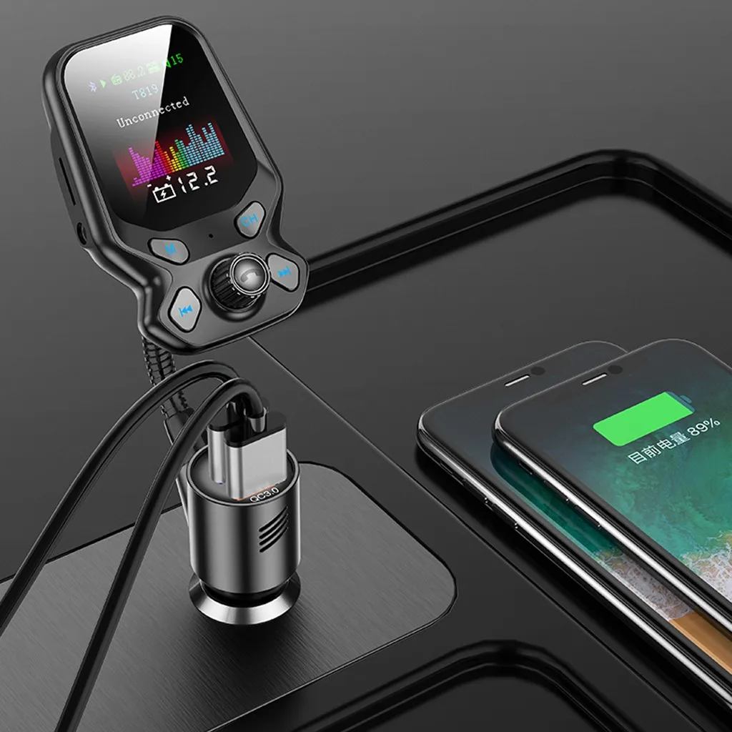 2,4 A Usb fm-передатчик Bluetooth радио передатчик адаптер автомобиля 1.77in цветной экран Qc3.0 Быстрая зарядка сильные характеристики# P5