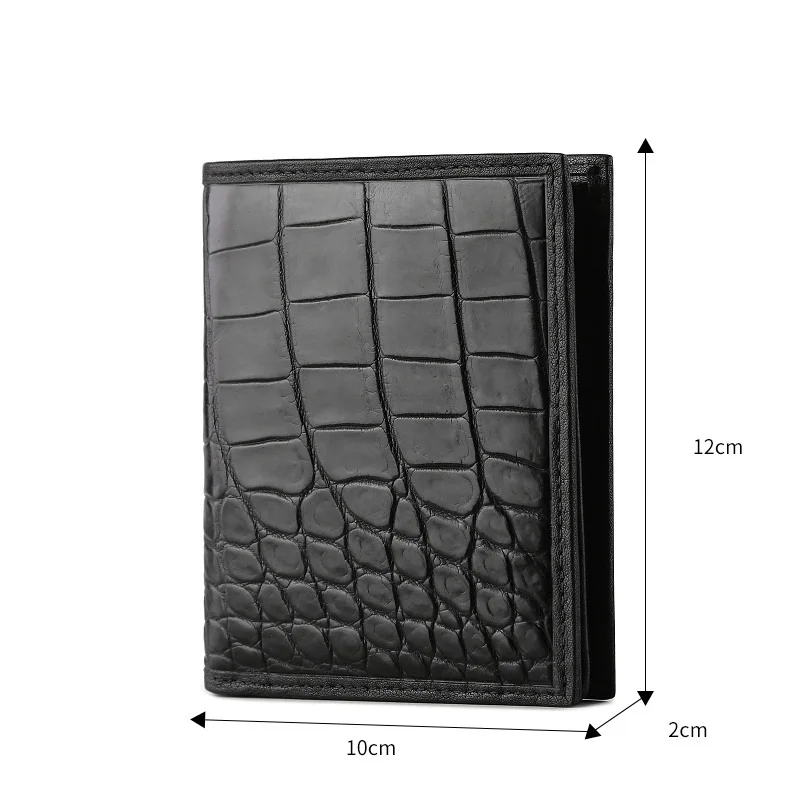 Billetera De Cuero De Cocodrilo Para Hombre - Clásica Plegable, Negro Y Blanco, Hecha A Mano En Tailandia