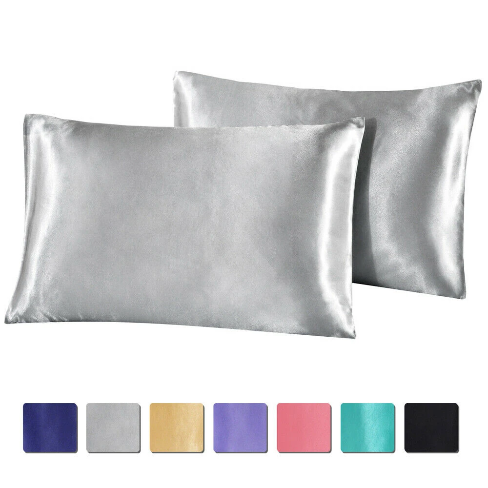 Soft Smooth Silk Satin Standard Pillow Case Cushion Cover Pillowcase Home Decor