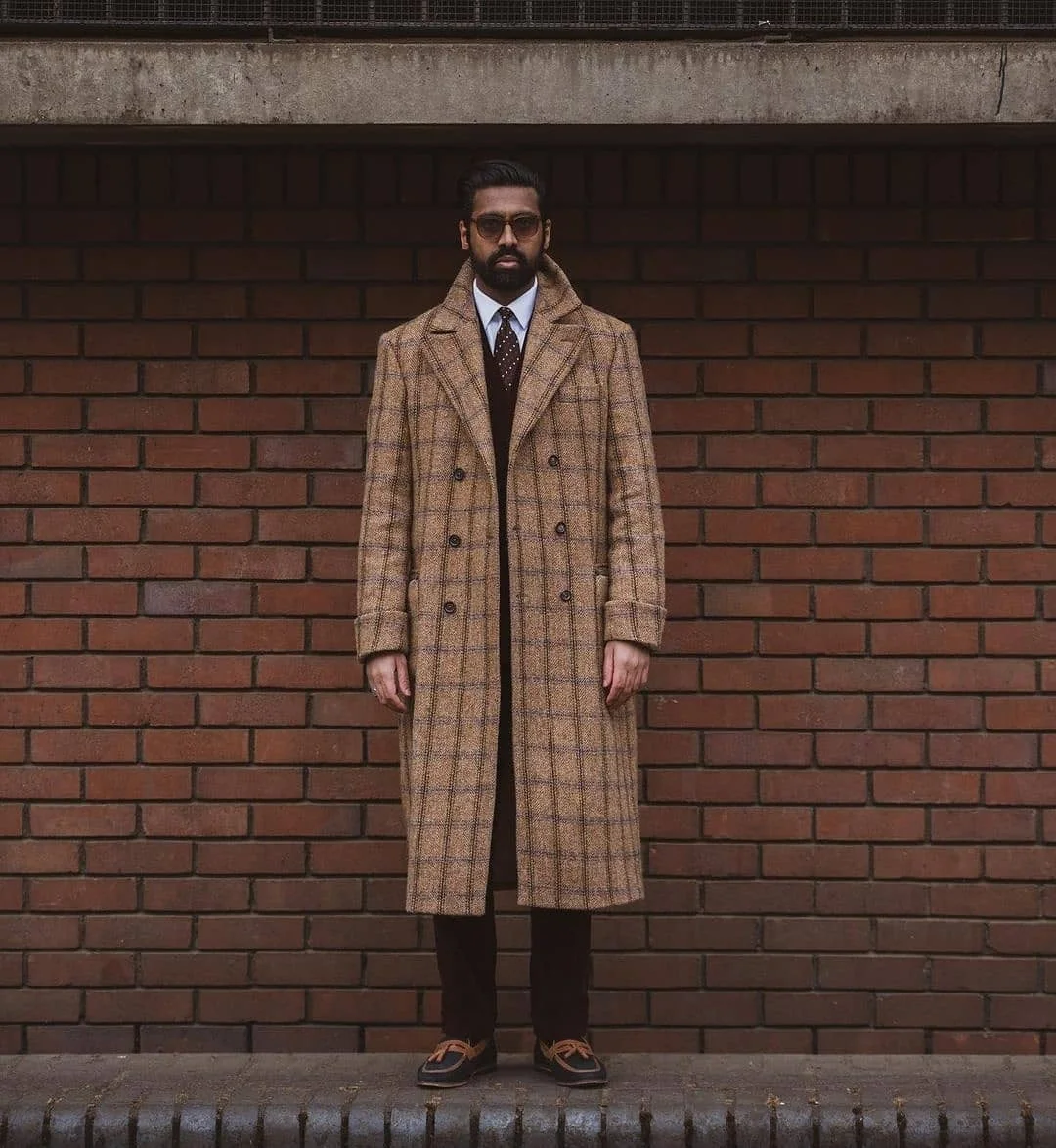 Costume Homme Men Overcoat Tailor Made Plaid Vintage Formal