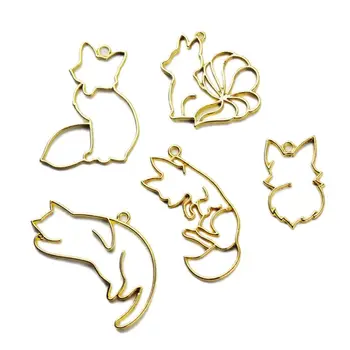 

11pcs/set Fox Cat Metal Frame Pendant Bezel Setting UV Resin Charm Jewelry Casting Craft DIY Mold