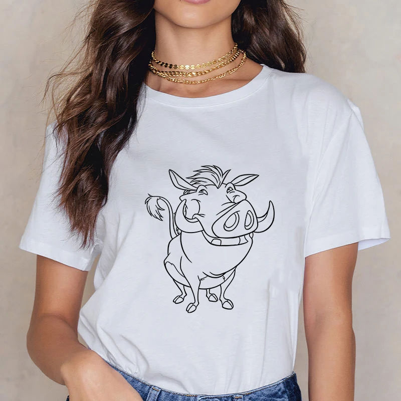 Showtly Lion King HAKUNA MATATA женская футболка It Simba Best Friends Harajuku Kawaii уличная Корейская стильная негабаритная футболка