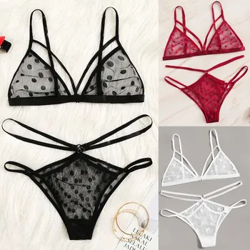 

top selling product 2020 Fashion Women Sexy Lace Halter Backless Bra Thong Sleepwear Lingerie Set S-2XL Wholesale Dropshipping