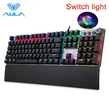 AULA F2088 Mechanical Gaming Keyboard 104 Anti-ghosting Brown Switch Blue Wired Mix Backlit Keyboard for Gamer Laptop PC