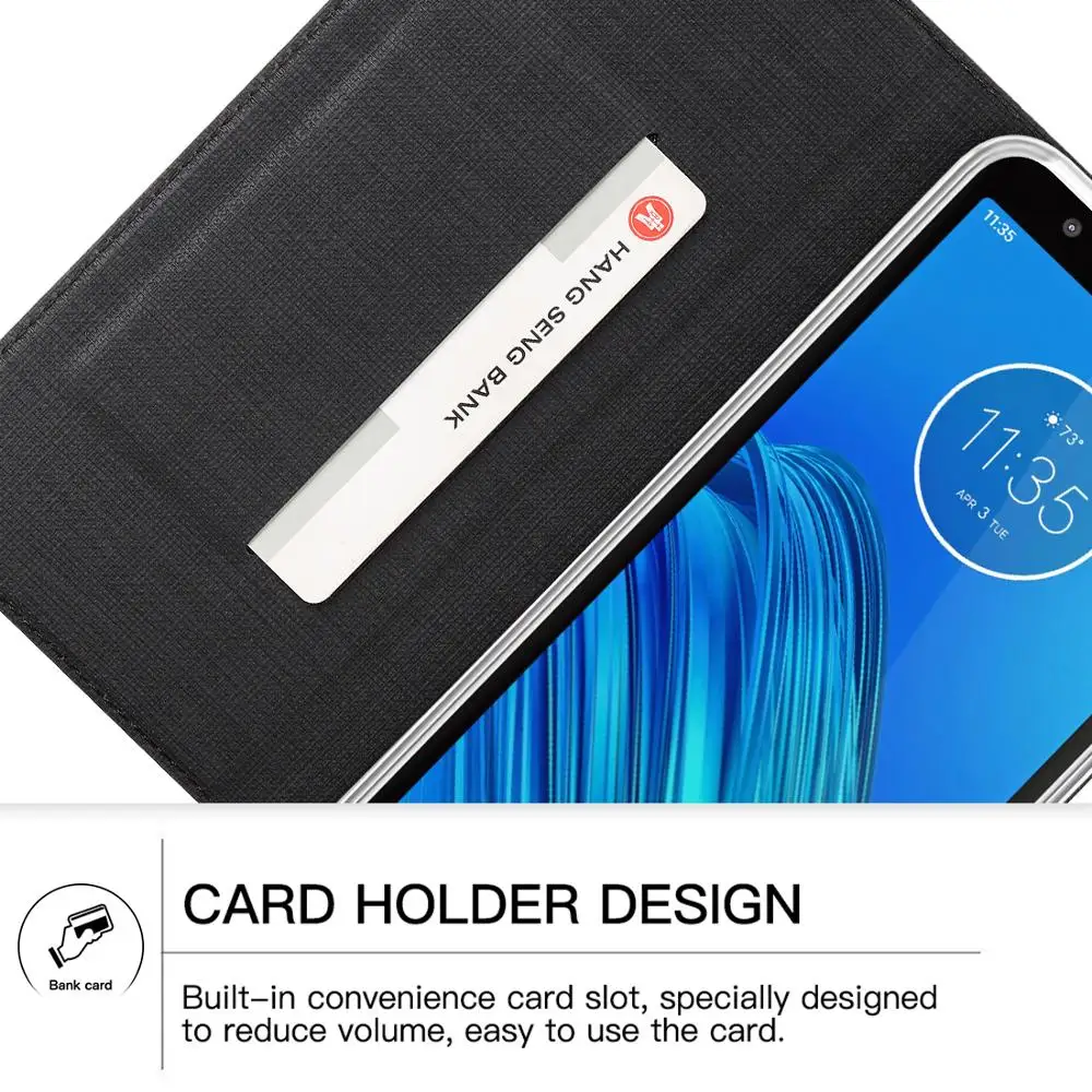 Для Motorola Moto E6 Чехол Кожаный Фолиант раскрывающийся чехол с подставкой и кредитными слотами для Moto E6