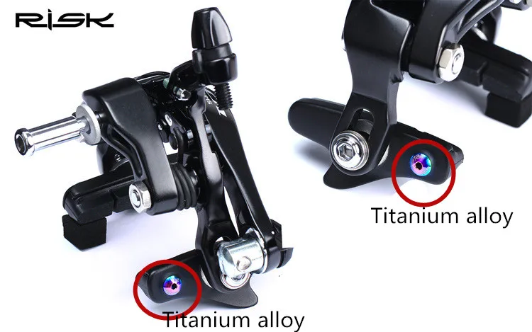 

RISK TC4 Titanium Road Bike C-Brake Pad Fixing Bolts 4pcs/lot Bicycle C-Caliper Brake Locking Skin Screws For Road Clamp Brake