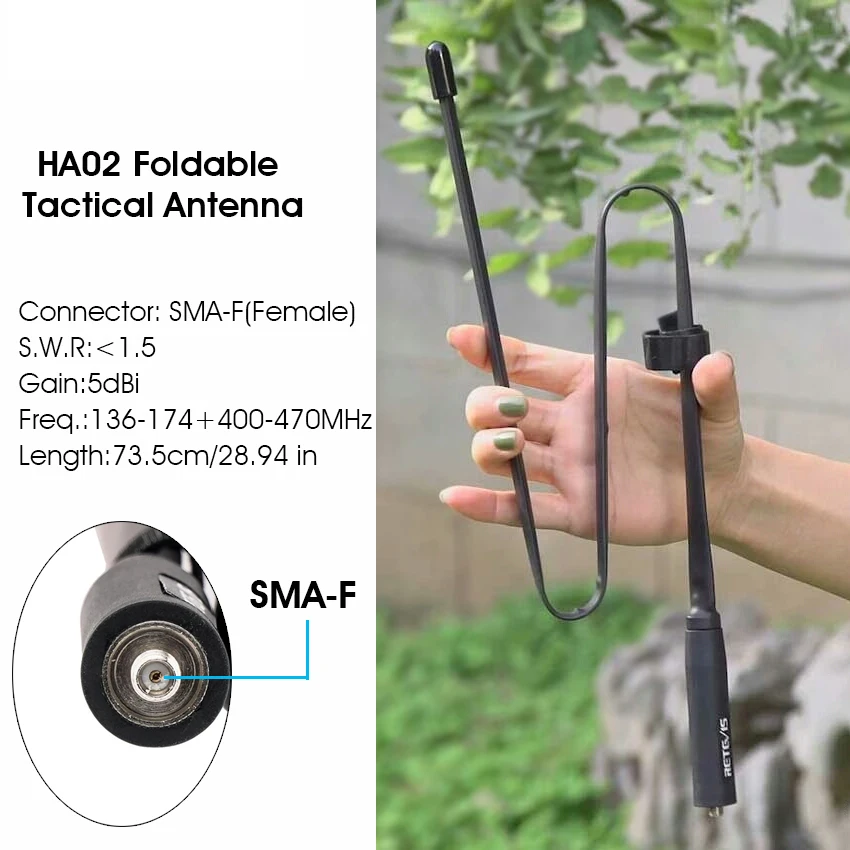 10pcs Retevis HA02 Foldable Tactical Walkie Talkie Antenna SMA-F High Gain For Baofeng UV 5R UV 82 BF888S Radio for Airsoft Game