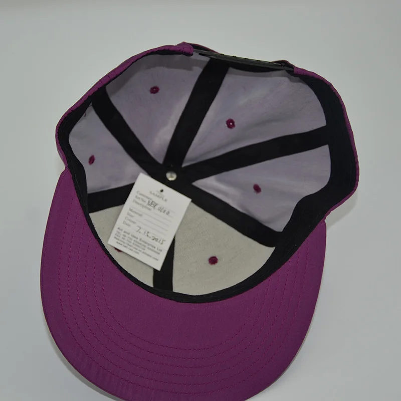 Plain hip hop hat purple snapback cap polyester material small quantity as customized design