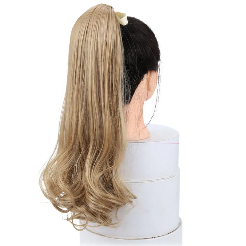LUPU 1" 22" 2" длинные вьющиеся конский хвост клип в наращивание волос с шнурком для женщин термостойкие синтетические шиньоны - Цвет: 24M27