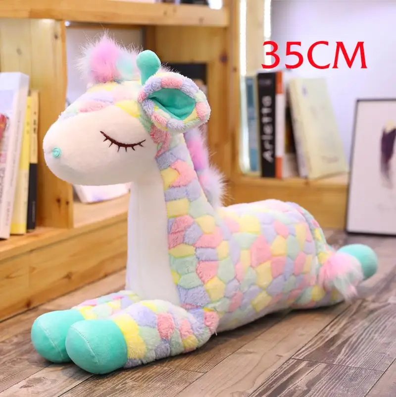 35CM 30-90 см милый красочный олень, плюшевые игрушки Мультяшные животные Кукольный Жираф мягкие куклы для детей детские подарки на день рождения год - Цвет: 35CM