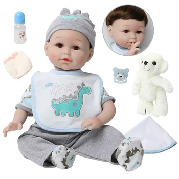 

56cm Reborn boy Baby Dolls 22 inch Cute Soft Handmade Realistic Newborn Lifelike Silicone bebe Toys for children Birthday Gift