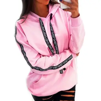 

Women Autumn Sweatshirt Women Long Sleeve Solid Hooded Pullover Tops Blouse Letter Print Hoodies Plus Size 5XL