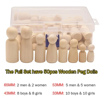 

50pcs Wooden Peg Dolls Maple Set Children Graffiti Accessories DIY Art Craft Birthday Gifts Unpainted Kids Decor Weddings Dolls