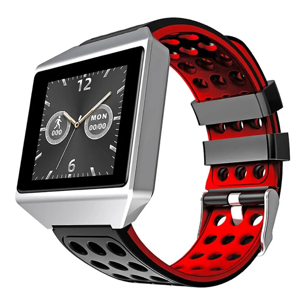 Полный сенсорный экран Смарт-часы пульсометр Спортивный Браслет фитнес Шагомер дыхательный свет водонепроницаемый движение Smartwatch - Цвет: Красный