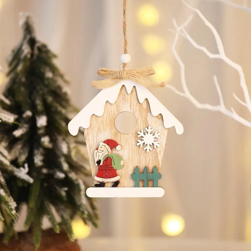 1 шт., деревянная новогодняя елка с изображением Санта-Клауса, лося, подвески, подвесные украшения на Рождество, Год, товары для декора, вечерние украшения для дома, 62724 - Color: 2PD-62724-1