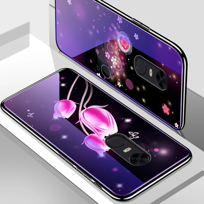 Чехол из закаленного стекла для телефона для Xiaomi Redmi 5Plus 7A Redmi 6 6A Redmi Note 4, 5, 6, 7, 8, чехол s Покрытие синий светильник роскошный чехол Fundas