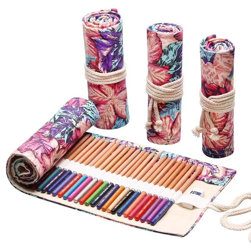 Школьные принадлежности кавайи перо сумка для девочек канцелярский пенал Лидер продаж Симпатичные 12/24/36/48/72 Отверстия Высокое качество парусиновая обувь для мальчиков рулон - Цвет: 22