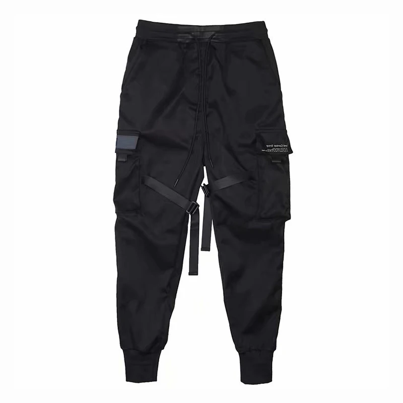 Men Cargo Pants Ribbons Harem Joggers Harajuku Sweatpant Hip Hop Trousers AIC88