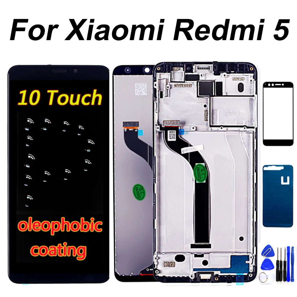

5.7 inch LCD Display For Xiaomi Redmi 5 Touch Screen Digitizer Assembly Frame Replacment LCD Oleophobic Coating 10 Touch