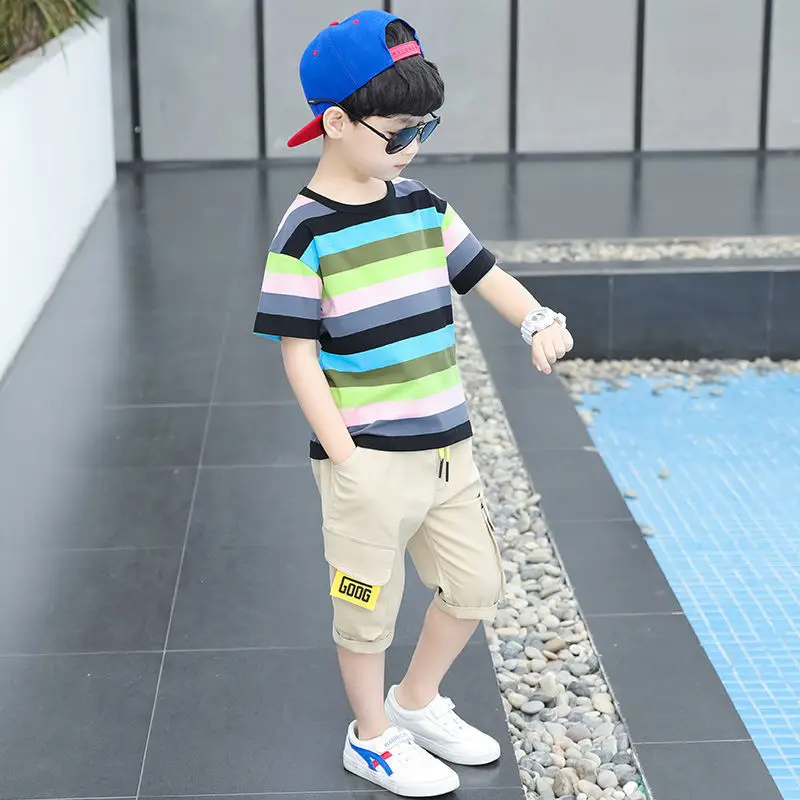 Summer Boys Clothing Sets Children T-shirt Short Sleeve + Pants Set Two Pieces Set for 6 8 10 Years Old Kids Baby Boys Clothes kids clothes