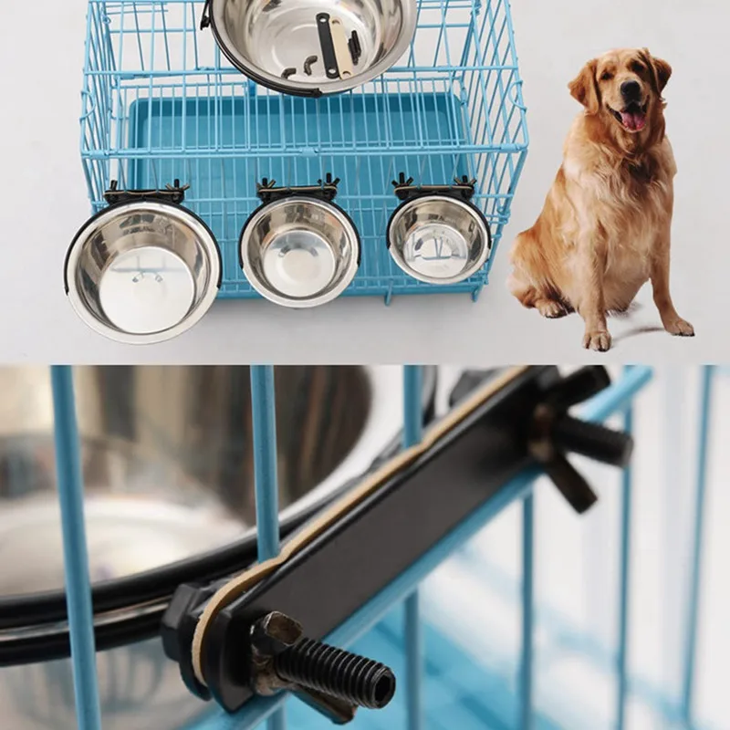Pet Съемная клетка висячая кормушка из нержавеющей стали прочная собачья миска для воды еды 4 размера