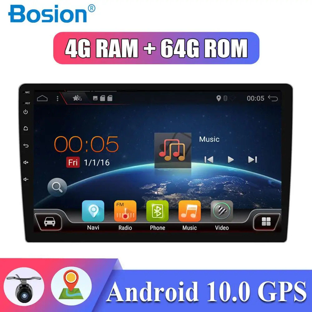 US $185.64 PX6 Car Radio Android 100 Single Din 4G RAM64G ROM Car Multimedia Stereo Audio GPS Navigation AUX Wifi SWC OBD DAB 10inch
