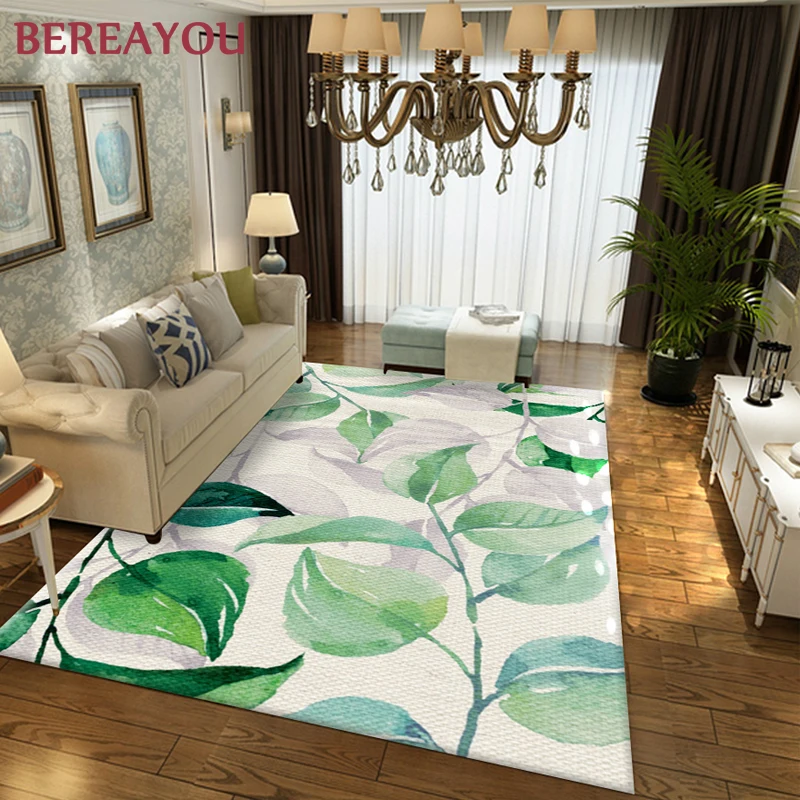 Vintage Plant Leaf Area Rug For Living room Bedroom Door Nordic Mat Carpet Bedroom Kitchen Floor Mats White Large Rug vloerkleed