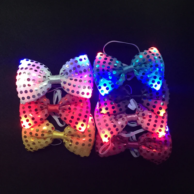 Led одежда светодиодные вечерние светящиеся галстук-бабочка праздничный светильник мигающий блесток Регулируемая Кнопка Батарея танцы сцена Светящиеся в темноте