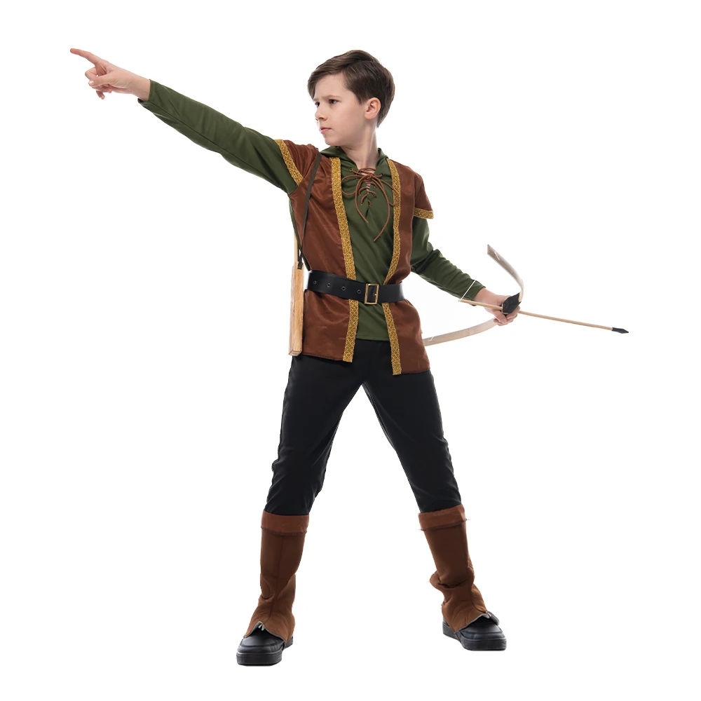 Snailify Kids Archer Costume Boys Hunter Costume Robin Hood Cosplay For Halloween Purim Carnival Party Outfits