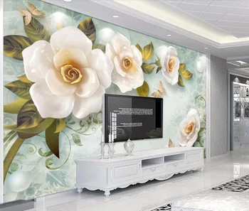 

CJSIR Custom Wallpaper 3D Embossed Roses European-style TV Background Wall Living Room Bedroom Background Walls 3d Wallpaper