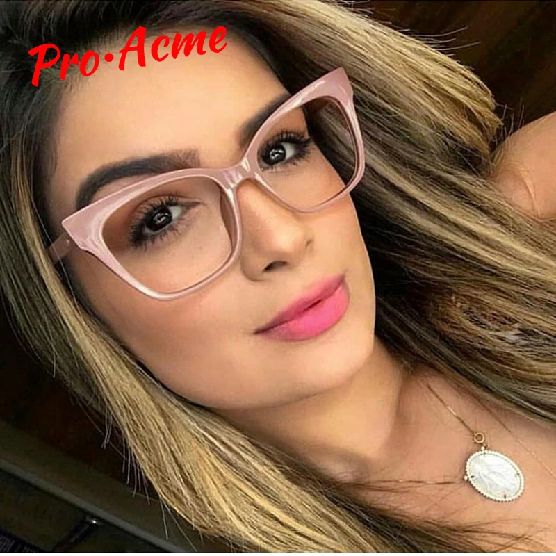 

Pro Acme Cat Eye Glasses Frame for Women Brand Designer Ladies Optical Eyeglasses Clear Glasses Computer Glasses UV400 PC1286