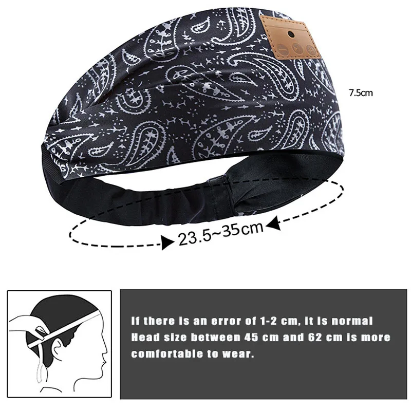 Wireless Bluetooth Sports Headband Handsfree Call Stereo Music Headset Sleep Eye Mask Soft Elastic Earphones for Yoga Running