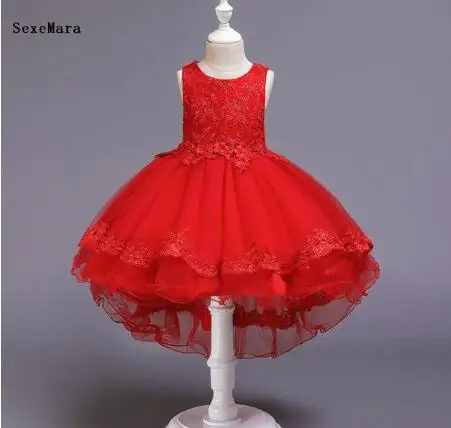 Ceny Nowe tanie sukienki dla dziewczynek 1 rok urodziny koronkowa aplikacja wesele sukienka niemowlę maluch 1 14yrs dzieci tkaniny
