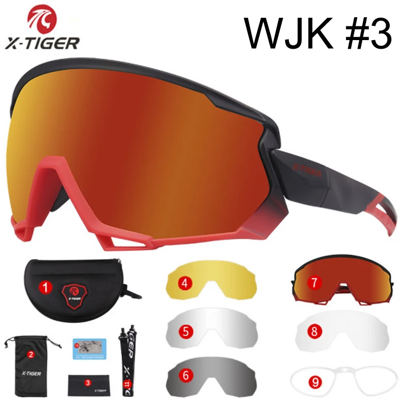 X-TIGER Wind Cycling Glasses 5 Lens Polarized Outdoor Sport Bicycle Glasses MTB Mountain Bike Sunglasses Goggles Cycling Eyewear - Цвет: Colors 03