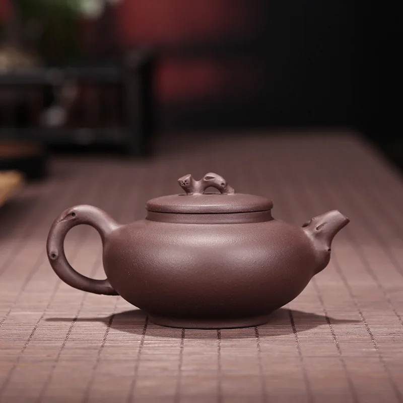 Yixing Famous Pure Manual Dark red Enameled Pottery Teapot Raw Ore